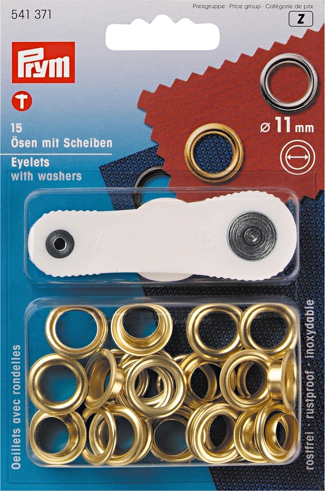 <div class='designation1'>Oesen mit Scheiben, mit Werkzeug</div><div class='designation2'>11 mm, 15 Stück</div>