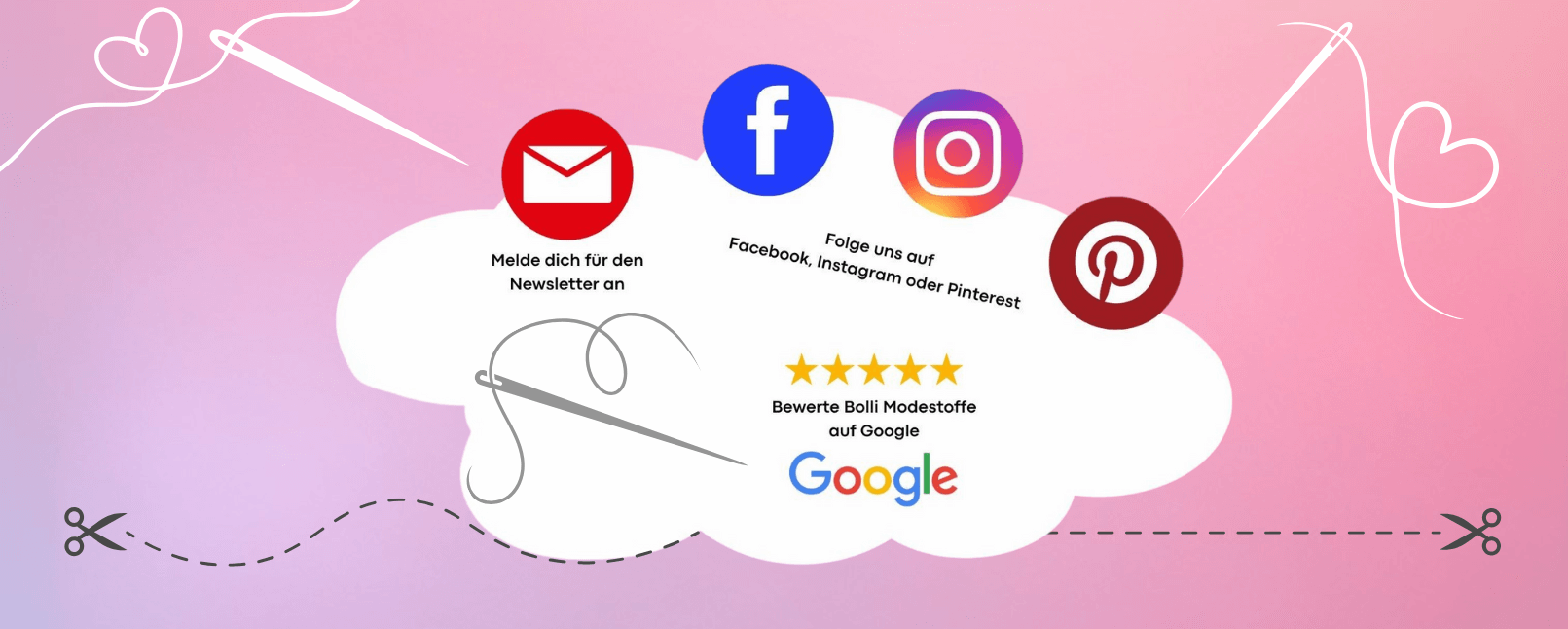 bolli folge uns auf social media bewerte uns auf google newsletter